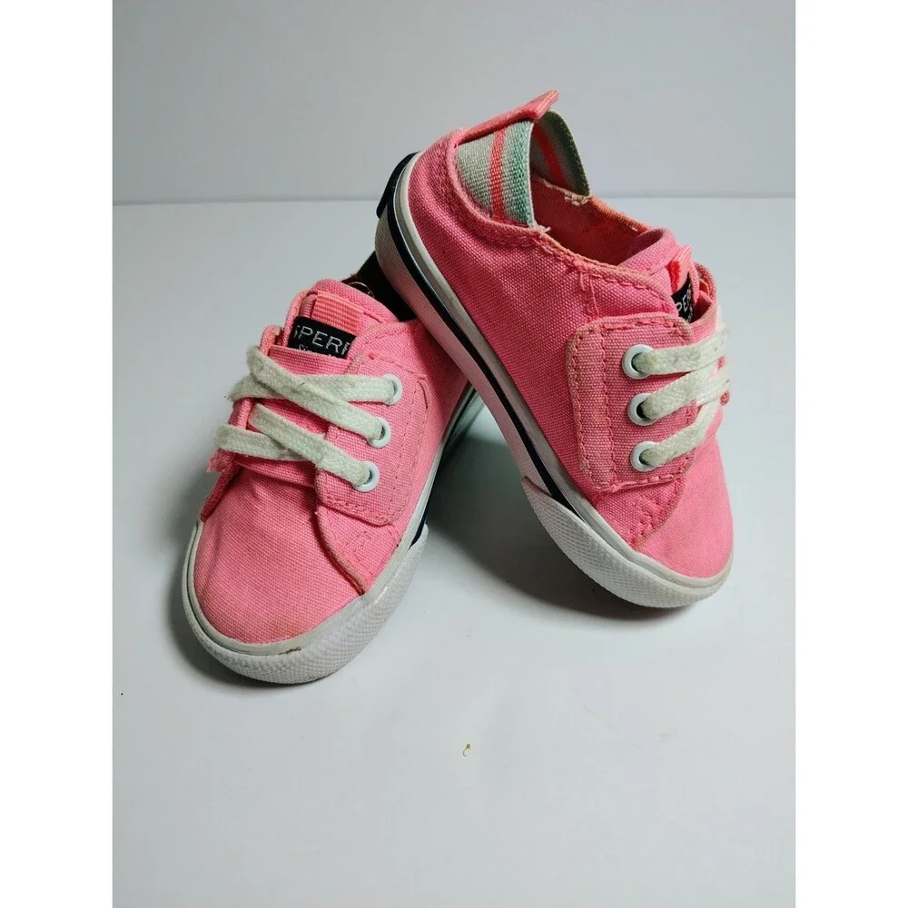 Sperry Top-Sider Kids Pink Canvas Hook & Loop Sneakers Size 5M Toddler